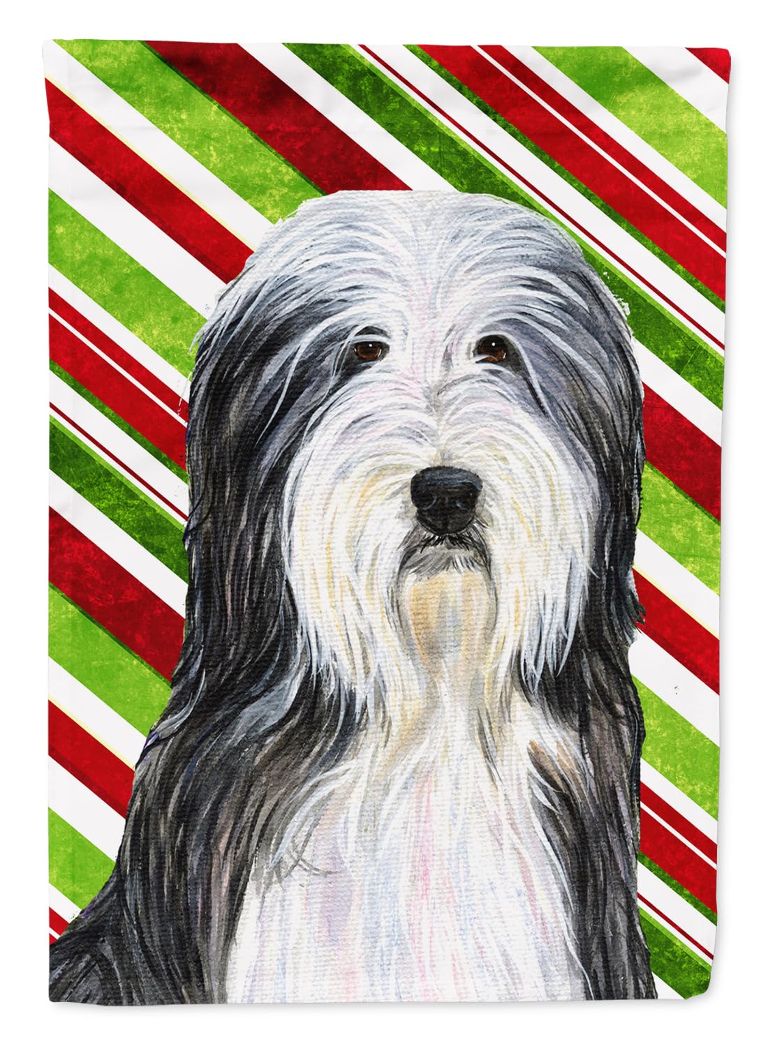 Drapeau Bearded Collie décoration Noël extérieur petit format multicolore