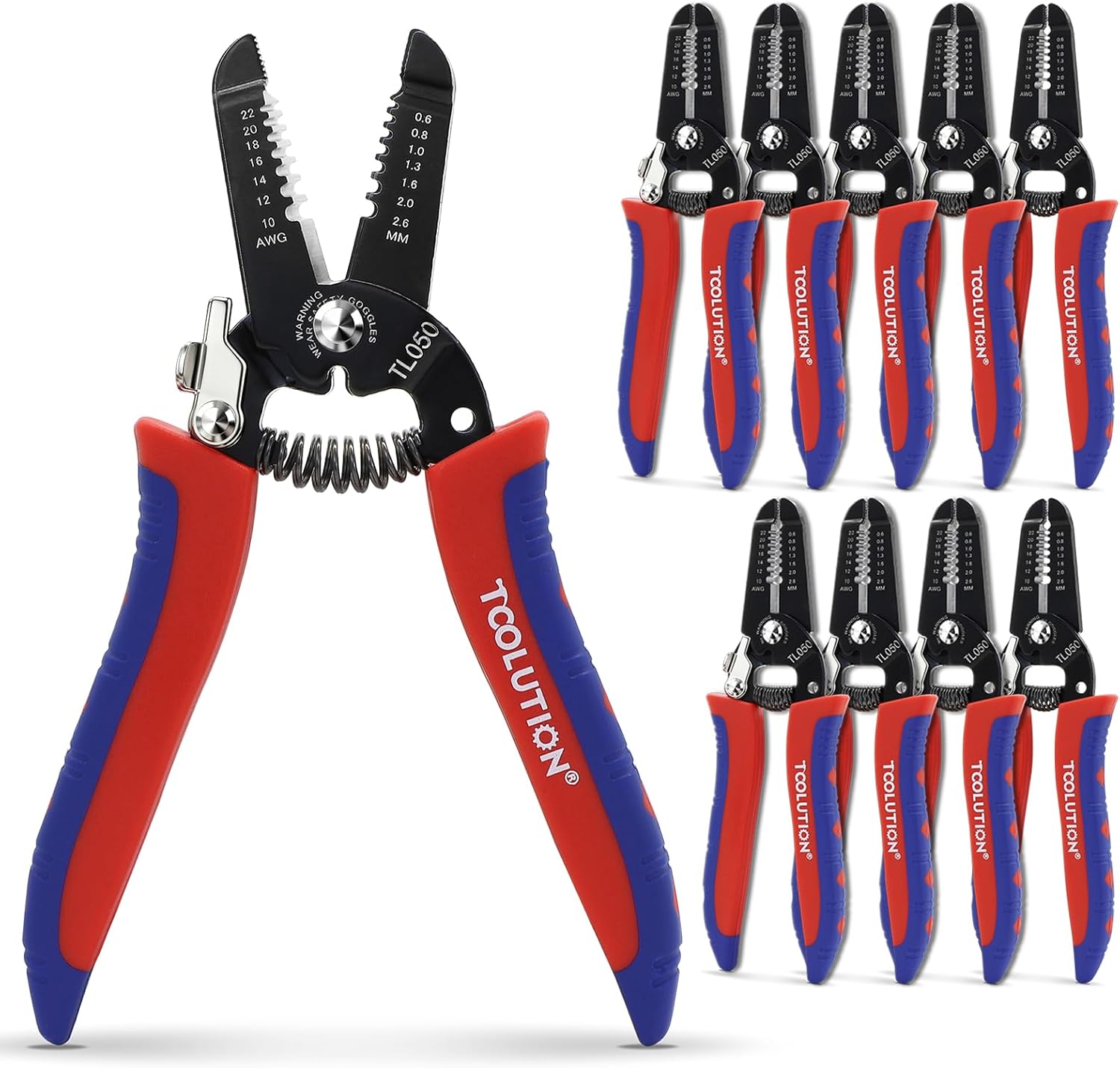 Electric Wire Stripper - 10 Pack Wire Stripping Pliers Tool with Cutter - 10-22 Gauge Low Voltage Striper for Speaker Electrical Small Wires