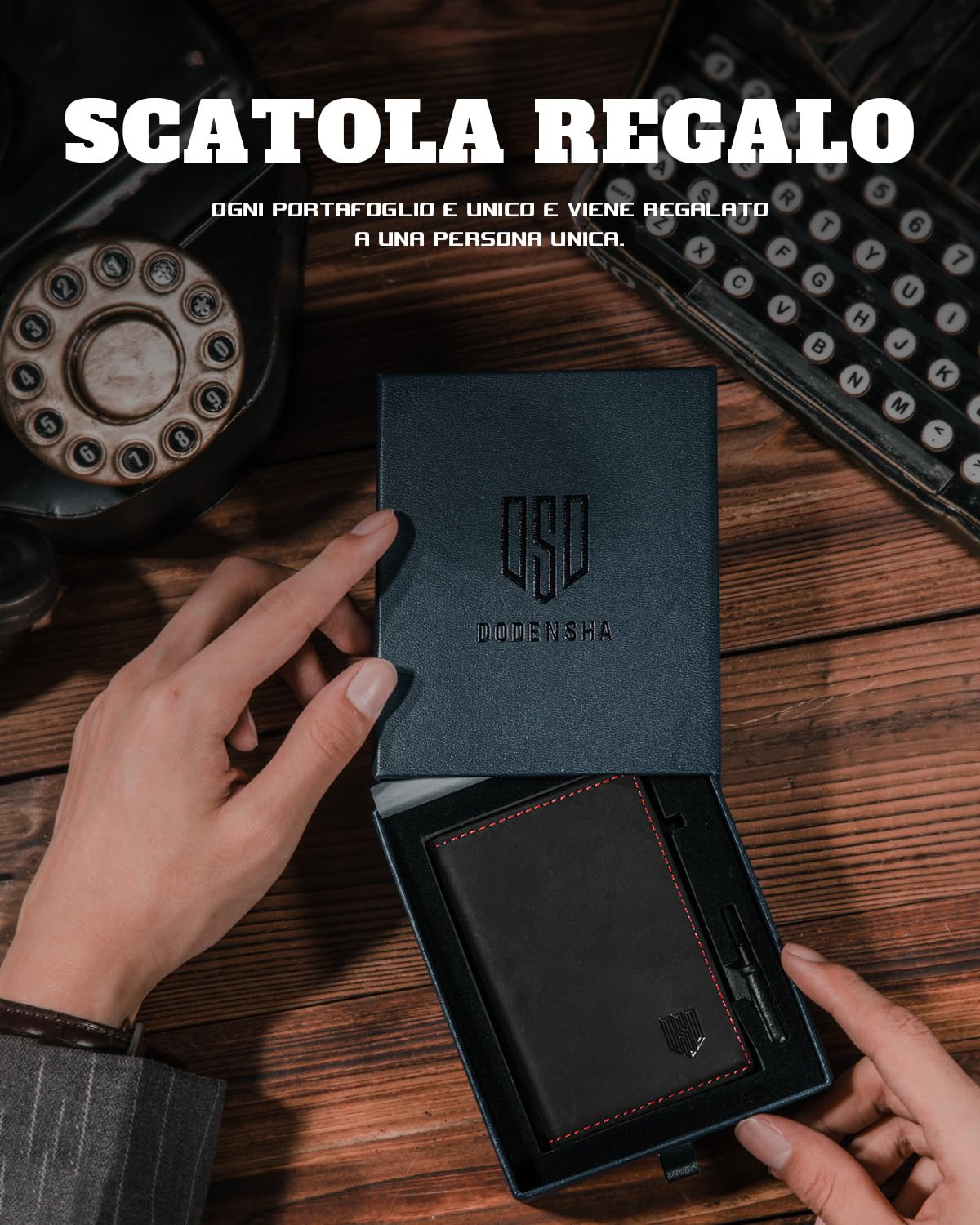 DODENSHA MagSnap Portafoglio da uomo sottile con scomparto per monete, portafogli da uomo per 10 carte di credito, chiusura magnetica, portamonete, protezione RFID (Nero/Rosso)