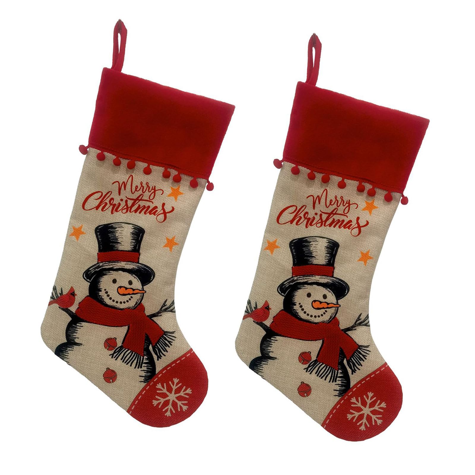 Hsioluted Festival Santa Snowman Burlap Christmas Stockings User Friendly Hanging Decors for Home Retail Store Holiday Display Sustainable Christmas Store Display Decors