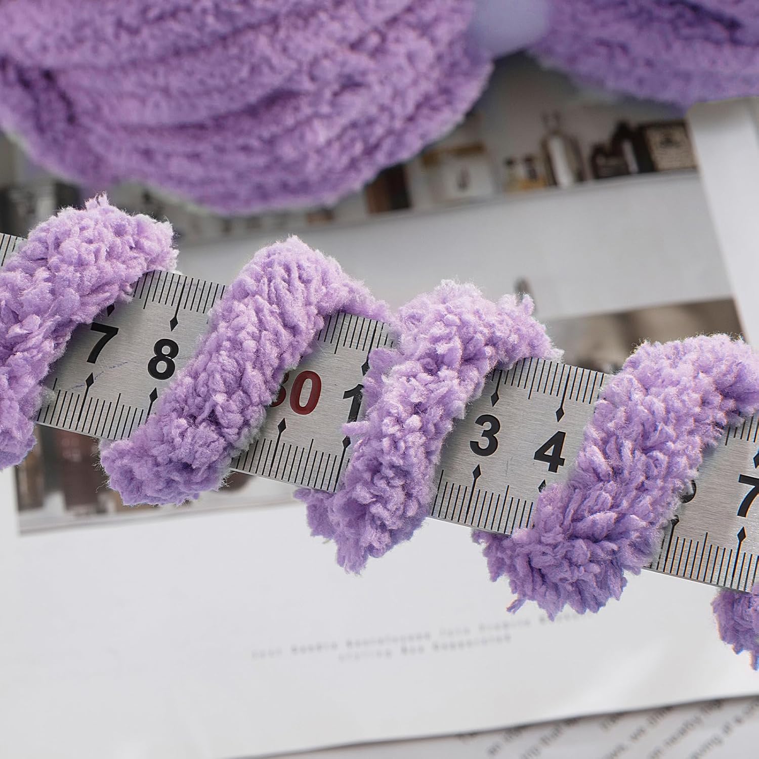 HOMBYS Purple Chunky Chenille Yarn for Hand Knitting,Fluffy Soft Jumbo Yarn Crocheting,Super Bulky Big Yarn for Chunky Blanket,Large Thick Arm Knitting Yarn,8 Pack Plush Yarn