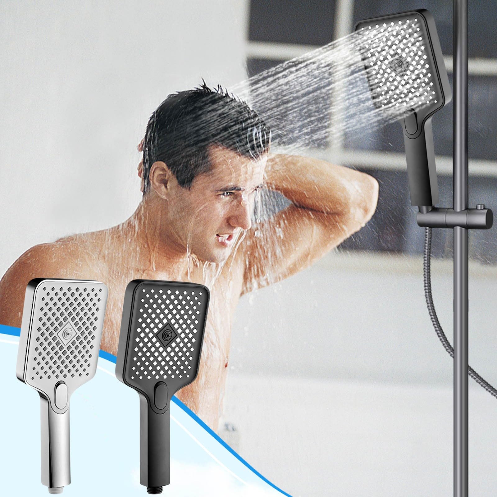 Qiopertar 3 Mode Shower Head With Handheld, High Pressure Shower Head  Turbocharged Shower Nozzle Water Heater Shower Head - Amazon.com