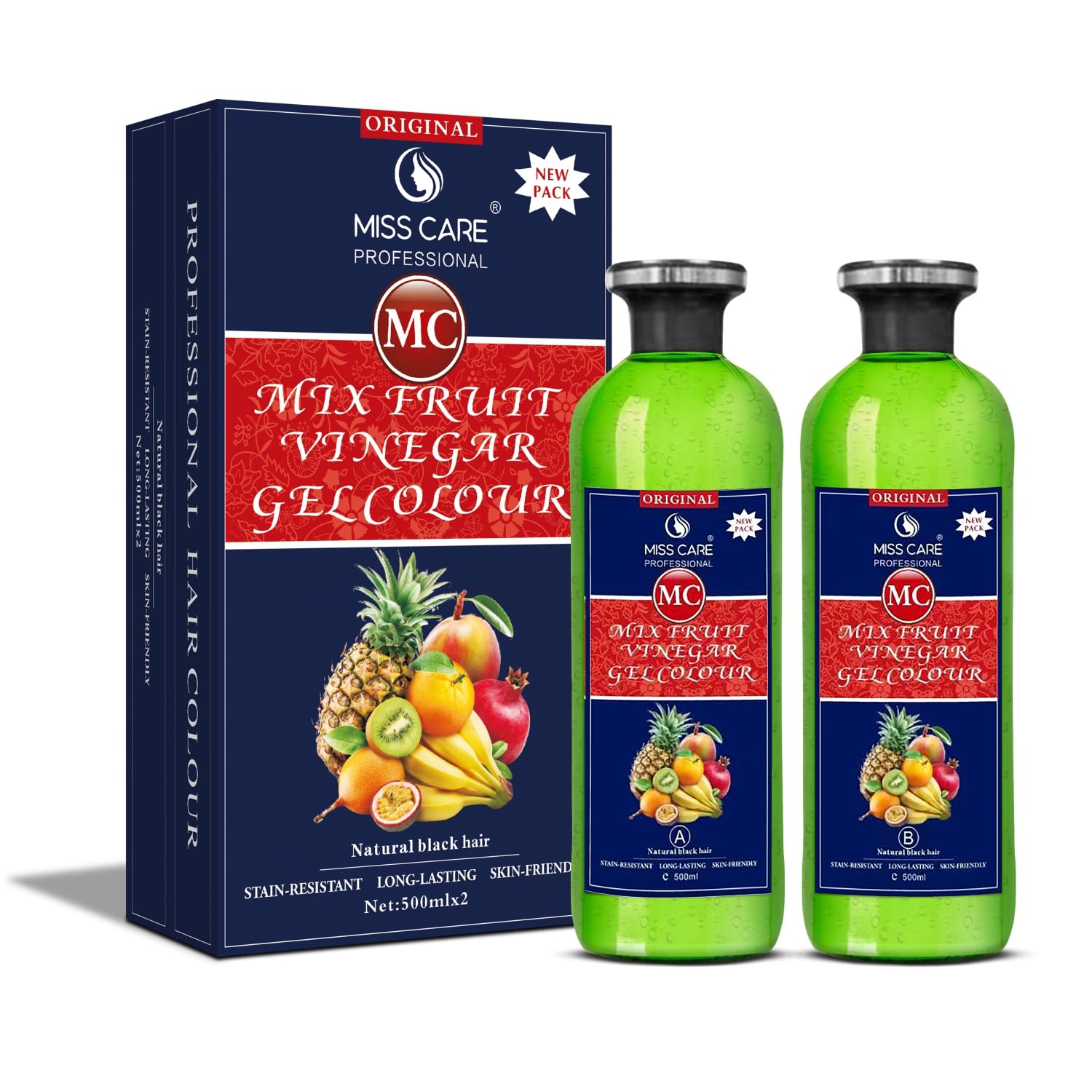 Miss Care Original MC Mix Fruit Vinegar Gel Colour (Natural Black Hair) – 1000 ml, Ammonia Free Hair Dye for Men and Women, Smooth Application Miss Care Original MC Mix Fruit Vinegar Gel Colour (Natural Black Hair) – 1000 ml, Ammonia Free Hair Dye for Men and Women, Smooth Application