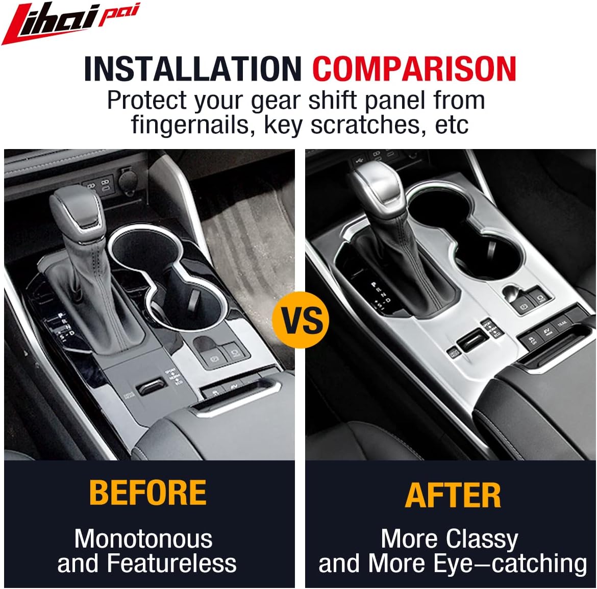 Center Console Trim Kit Gear Shift Panel Cover Compatible with Highlander 2020 2021 2022 Hybrid, ABS Interior Protection Decoration Accessories (Matte Silver)