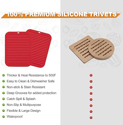 Miniatura 5 de Joyhalo Paquete de 4 salvamanteles de silicona para ollas y sartenes calientes, salvamanteles resistentes al calor de 480 para platos calientes,