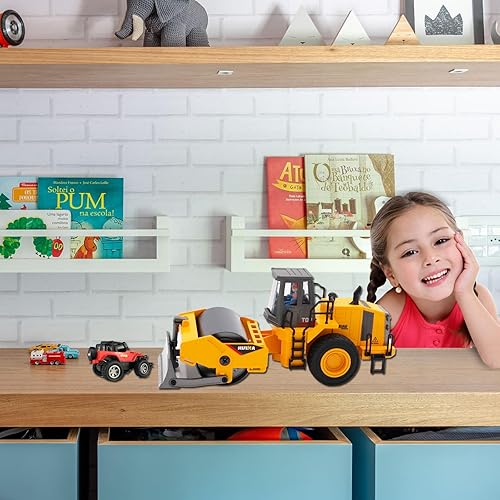 Miniatura 3 de Gemini&Genius Juguetes de vehículos de construcción a escala 135, graduador fundido a presión de ingeniería, cepilladora de carretera, modelos de