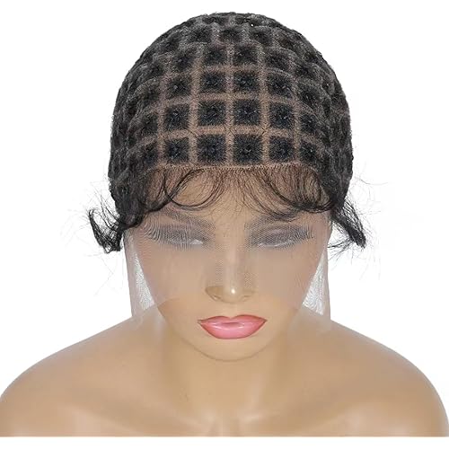 Braided Wig Caps With Baby Hair Double Full Lace Crochet Caps With Natural Knots For Making Lace Front Glueless Braided Wig For Breathable Box square Crochet Hair (1B, 95 Knots)