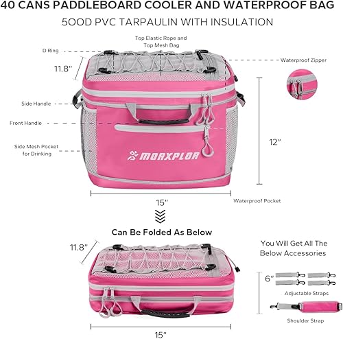Miniatura 45 de Bolsa impermeable de PVC para cubierta de paddleboard, 40 latas Sup Deck Cooler Bag,Bolsa enfriadora para paddleboard,Bolsa térmica para lonchera