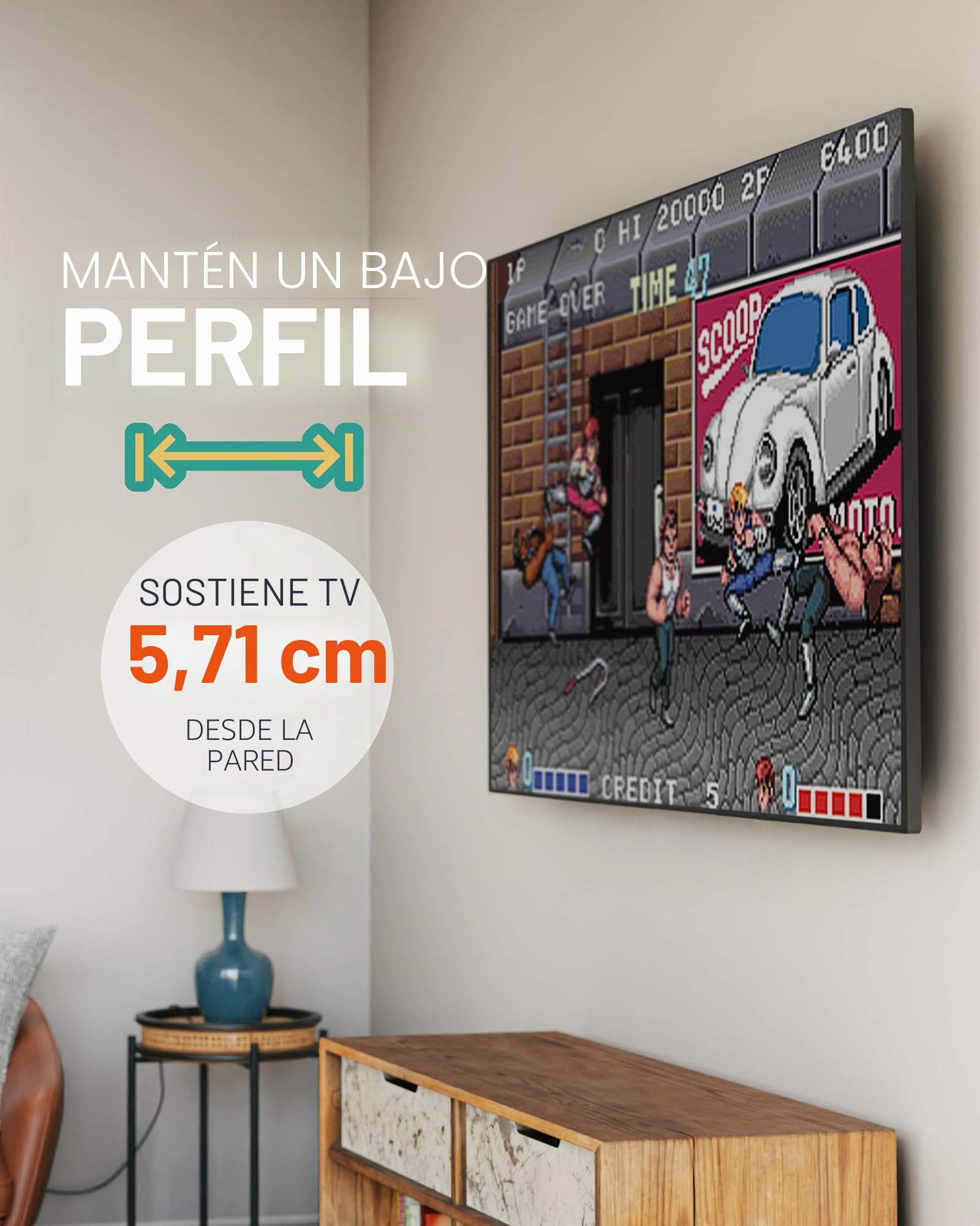 ECHOGEAR Soporte de pared de TV fijo de bajo perfil para televisores de hasta 85"- Sostiene su televisor a solo 2.25" de la pared - Instalación rápida con plantilla y puede nivelar después del montaje