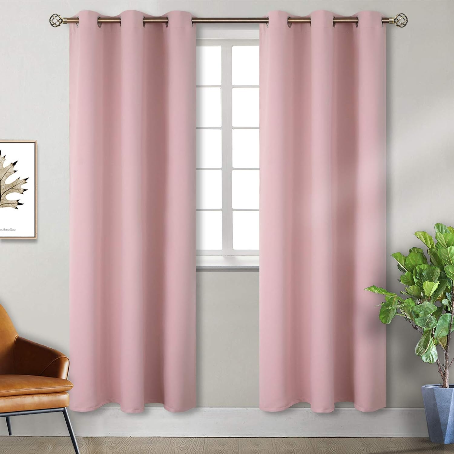 BGment Room Darkening Curtains 84 Inches Long - Grommet Thermal Insulated Drapes Window Treatment Curtains for Bedroom, 2 Panels, 38 x 84 Inch, Baby Pink