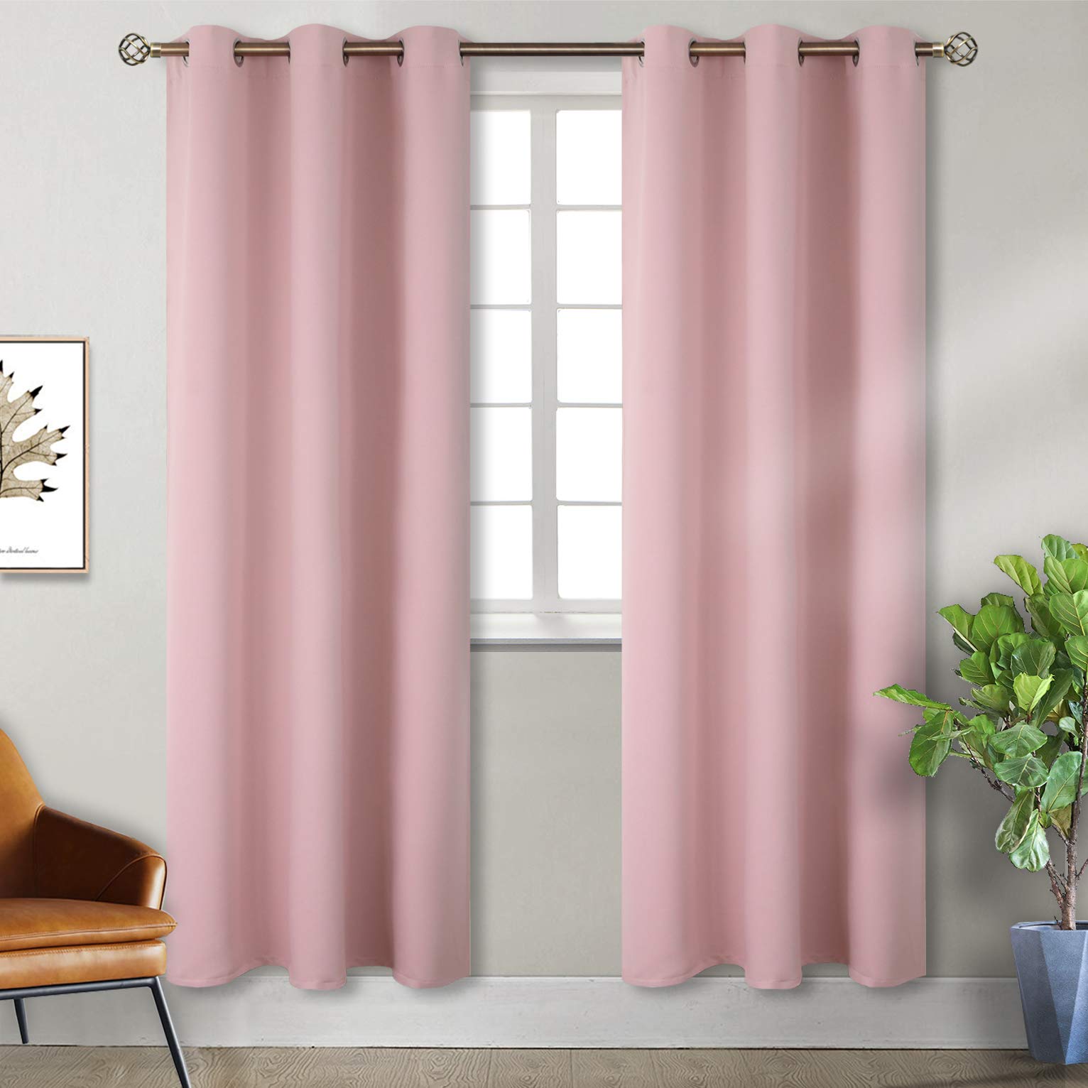 BGment Pink Room Darkening Curtains 84 Inch for Living Room - 2 Panels