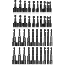 40 x Power Nut Driver Set for Impact Drill, SAE and Metric 1/4 Hex Head Drill Bit Set Screwdriver Socket Set, Chrome Vanadium Steel, Quick Change Chuck Socket Wrench Screw Impact Nutsetter