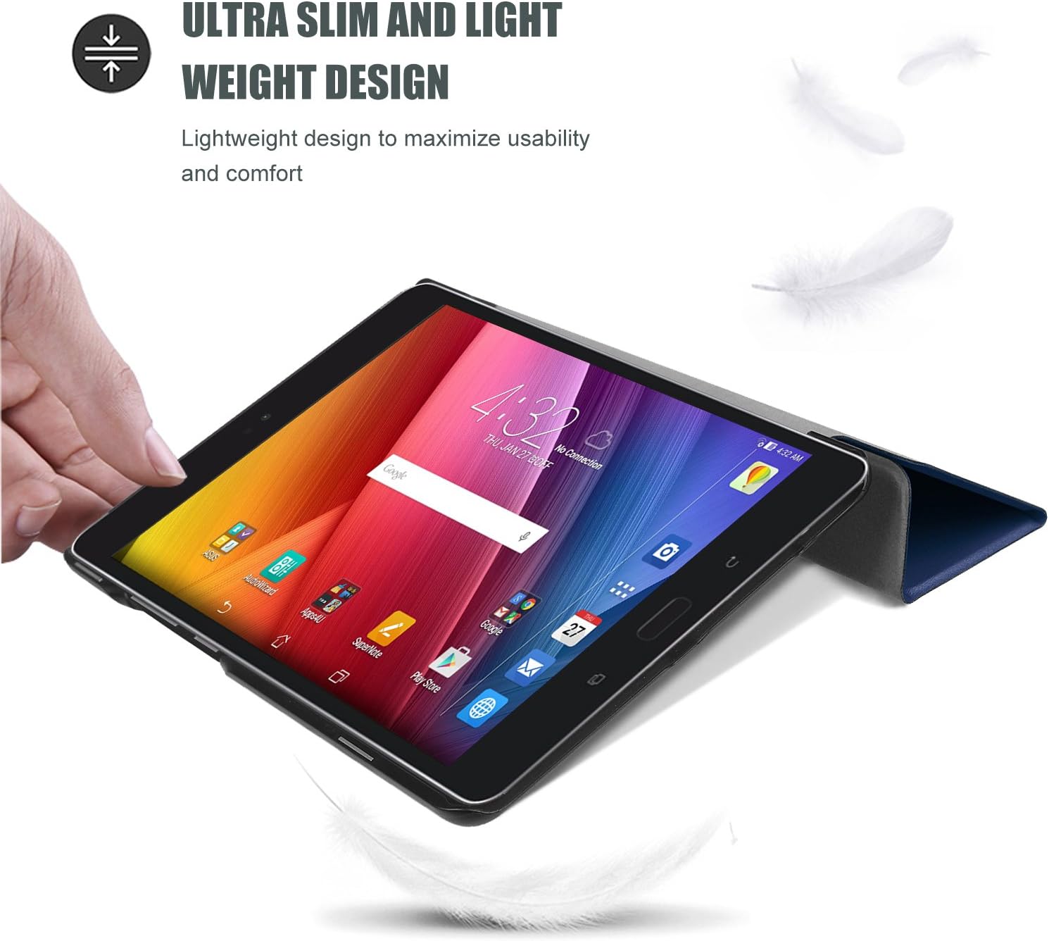 ProCase Verizon ASUS ZenPad Z8s Case, Slim Stand Hard Shell Case Smart Cover for Asus Zenpad Z8s ZT582KL ASUS-P00J 4G LTE Tablet (2017 Released) -Navy