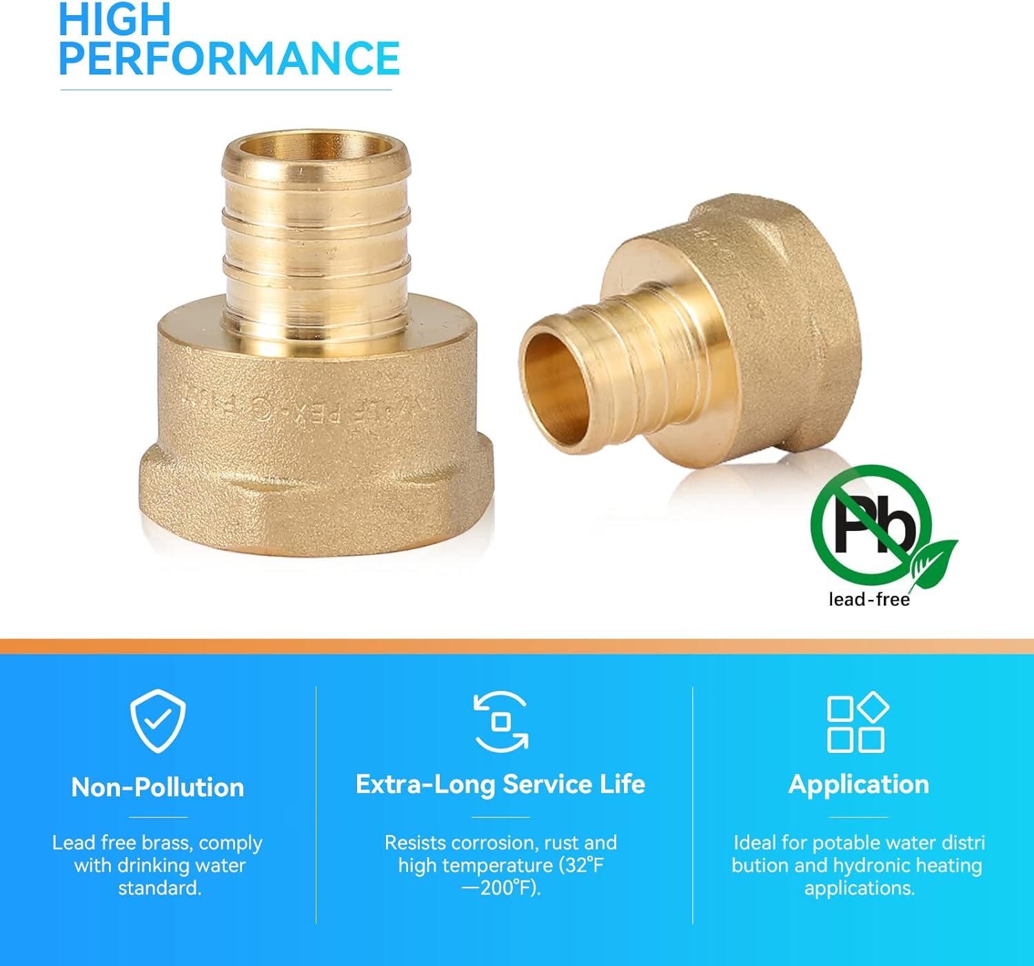 (Pack of 20) PEX 3/4" x 3/4" NPT Female Threaded Adapter,Brass Pex Crimp Adapters Fitting for PEX Pipes in Plumbing Jobs(PEX1807044-20Pack)