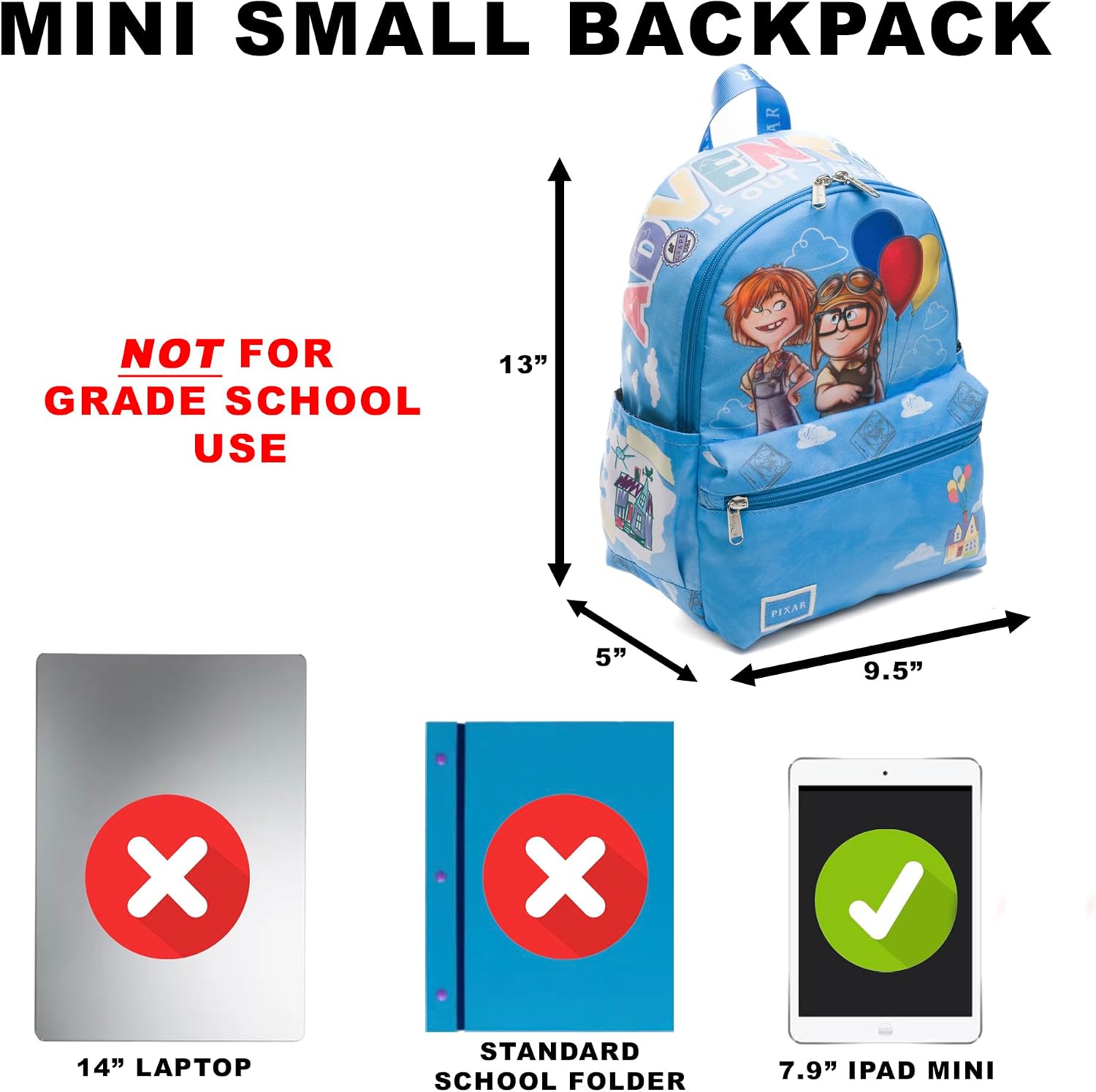 Wondapop Disney Pixar UP Adventure Is Out There 13" Deluxe Nylon Mini Backpack