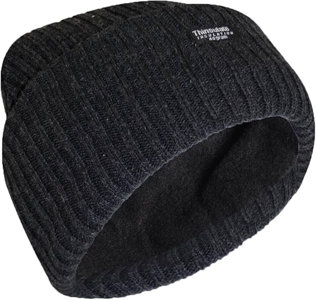 True Face Mens Beanie Hat Thin Insulated Knitted Woolly Chunky Thermal Outdoor Winter Ski Cap