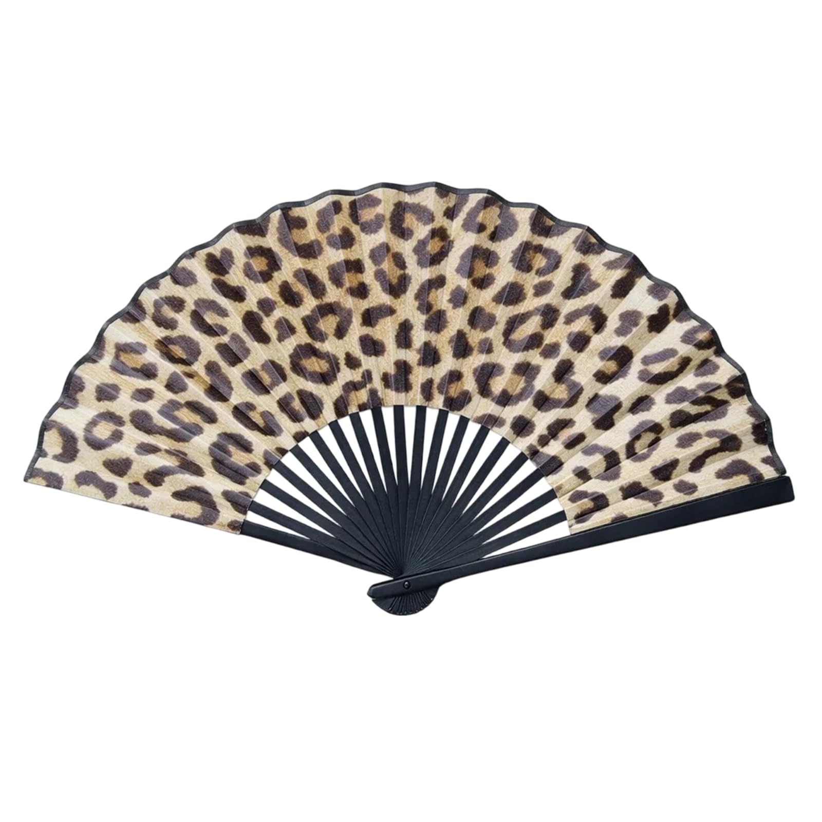 QyueQyat 1 Leopard Print Hand Fan Folding, Portable Folding Fan for Dance Events and Summer Parties, Compact Rave Fan with Vibrant Pattern Design for Outdoor Cooling and Festive Occasions