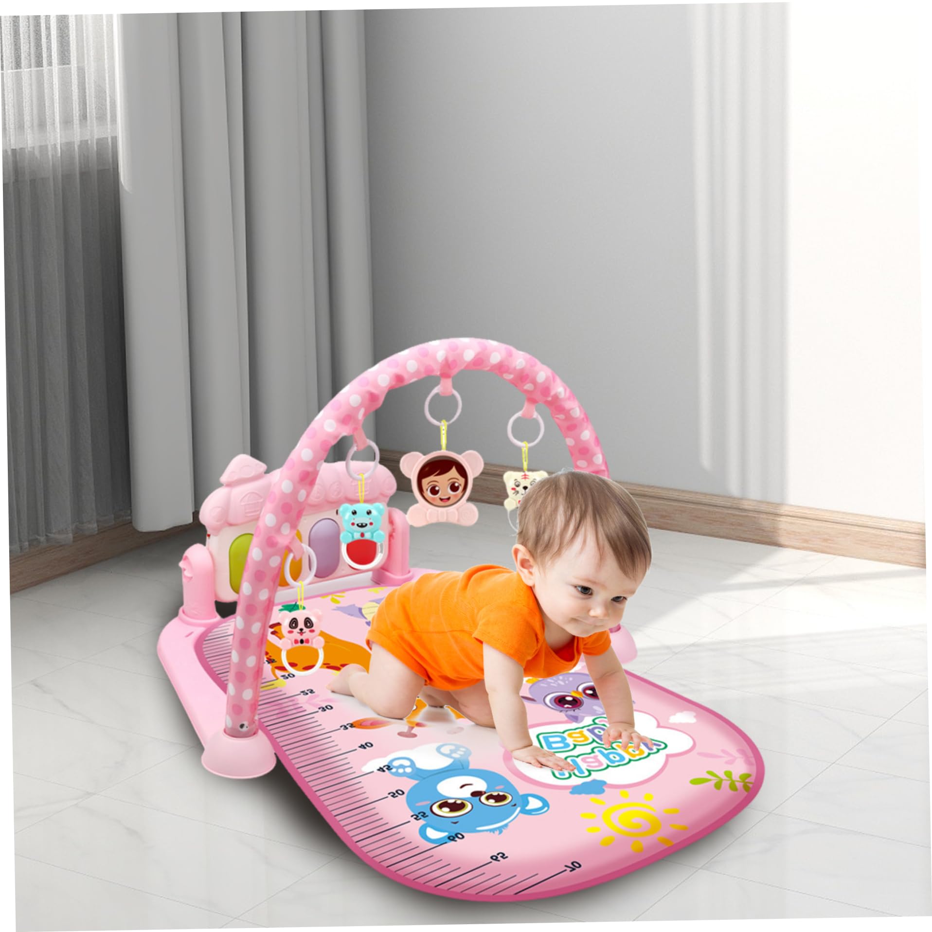 Centre d'activité pour bébé avec music et léger et facile le tapis de jeu de gymnase pour bébé avec un tapis jeu amovible pendentiel avec un tableau ajusté pour les nouveau-nés les tout-petits