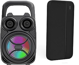 Portable Bluetooth Speaker, with Foldable Handle, Colorful LED Light, 500mAh Battery, Support USB/TF/FM/TWS, Ideal for Outdoor Use, Black