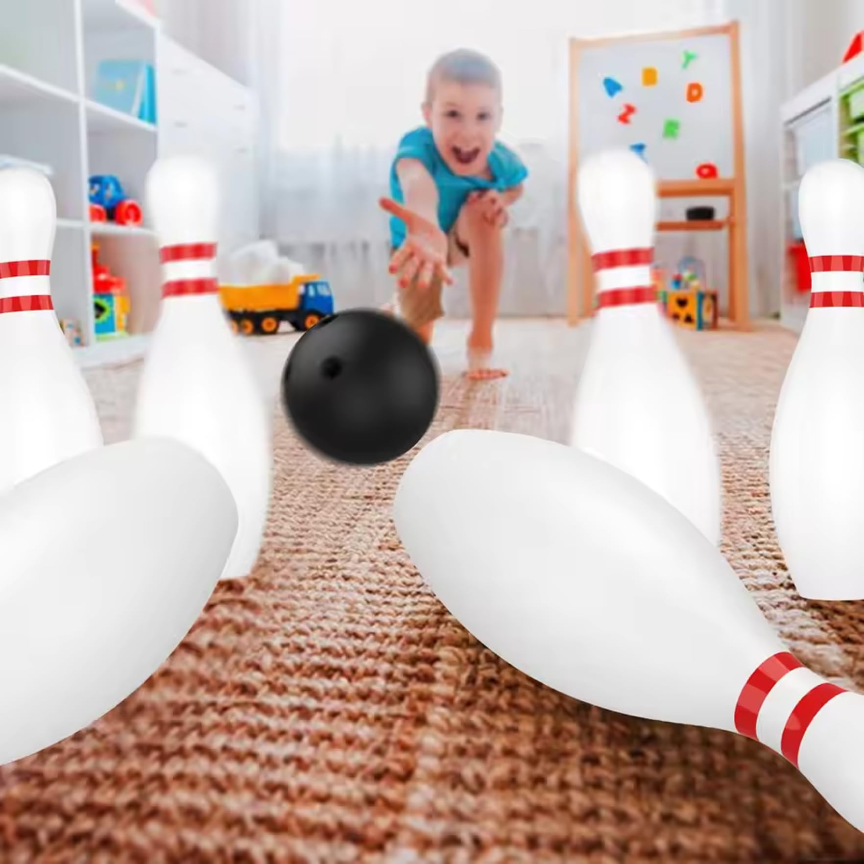 Ensemble de bowling pour enfants, 10 quilles en plastique et 2 balles, jeu de bowling pour tout-petits, jeu d'activité intérieure et extérieure, cadeaux fête d'anniversaire éducatifs pour garçons