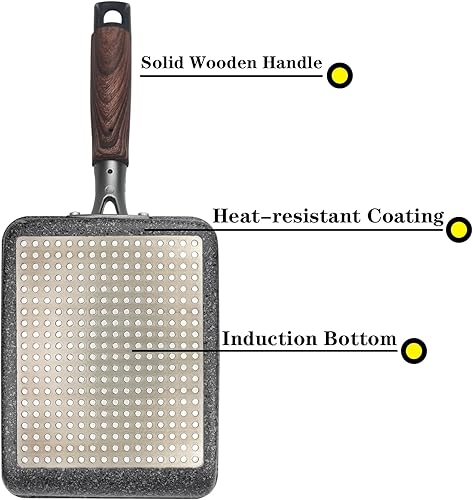 Miniatura 3 de Juego de sartenes Tamagoyaki, sartén antiadherente para tortilla japonesa, bandeja cuadrada para huevos Tamagoyaki, rectangular