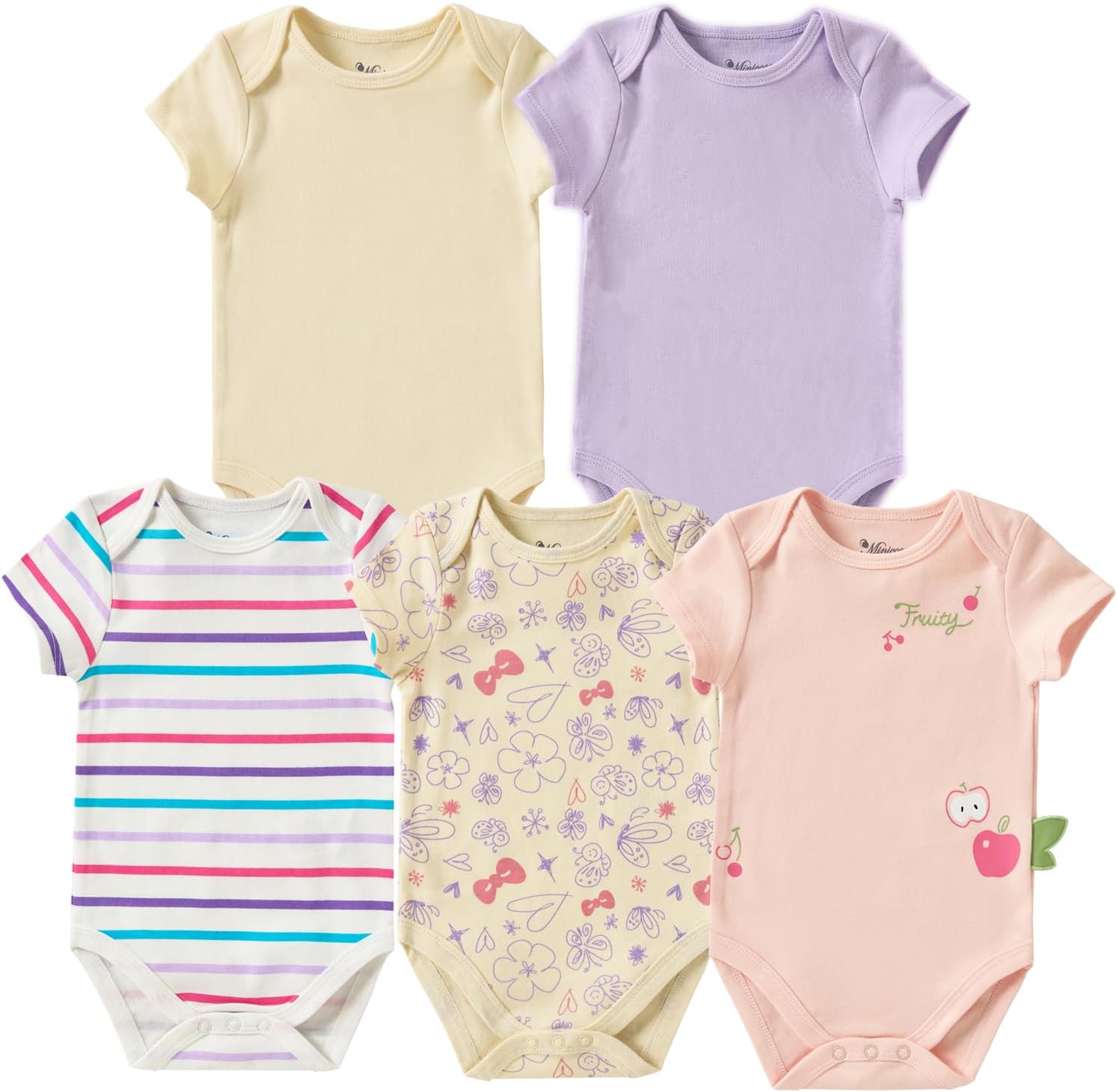 Baby Summer Bodysuits, 5 Pack Short Sleeve Romper Home Coming Outfits for Boys Girl...