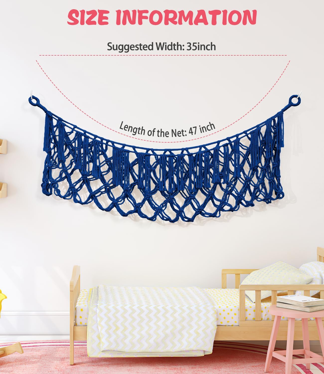 Stuffed Animal Net Hammock, Save Space Eliminate Clutter (Sapphire Blue) image 4