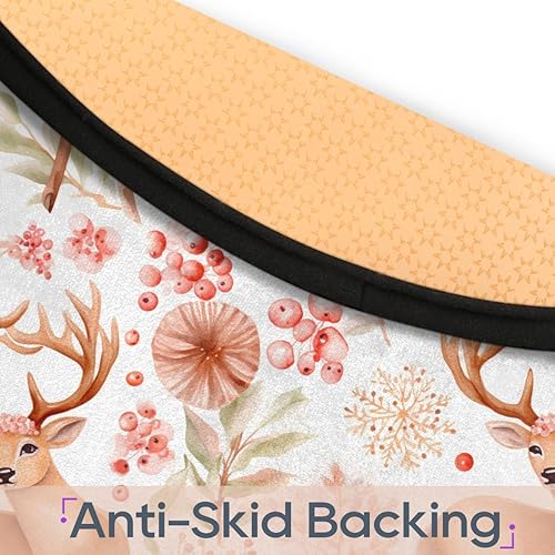 Miniatura 4 de Christmas Fabric Reindeer Winter (08) Round Area Rug 3ft Machine Washable Circular Rugs for Dining Room Table Bedroom Playroom Throw Rugs for Dog