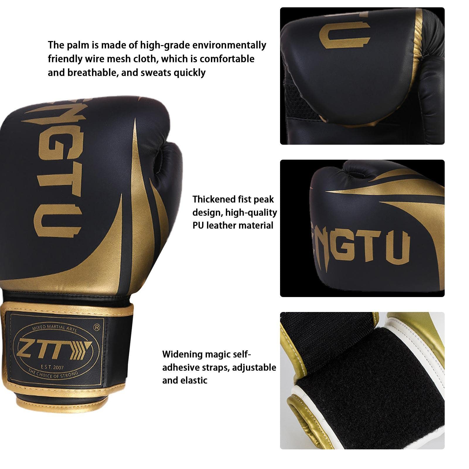Guantoni da boxe e kickboxing con supporto lungo per il polso per sacco da boxe pesante e allenamento di boxe con palmo ventilato e cuscinetti multistrato MMA palestra fitness uomo donna