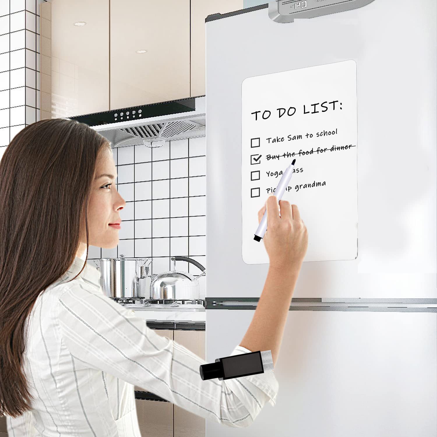 Party Propz Fridge Magnet Notepad with Pen - Set of 3 Pcs Magnetic Fridge Board Set | Magnetic Dry Erase Marker Pen and Magnetic Duster | White Board for Fridge | Magnetic Acrylic Board for Fridge-picture-54