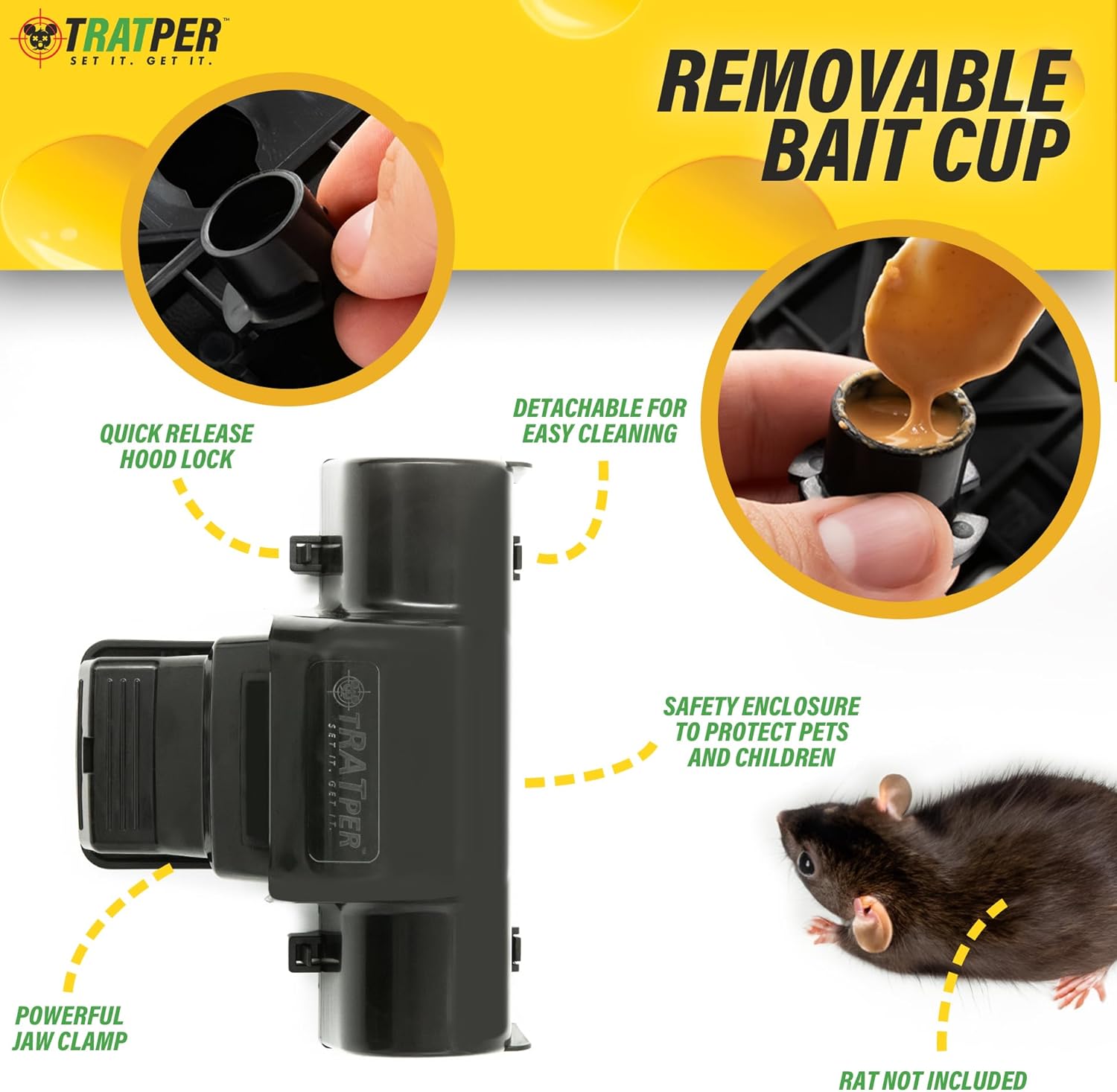 Rat and Chipmunk Traps. Prevents Accidental Triggering with Dual Tunneled Design. Covered Snap Traps for Humane Kill, Reusable, Pest Control for Rats, Indoor & Outdoor Use. 4 Pack