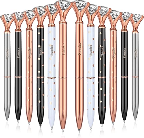 Miniatura 1 de Bolígrafos de tinta negra con diamantes de imitación, con diamantes de imitación, tinta de gel de metal brillante, regalo de agradecimiento para