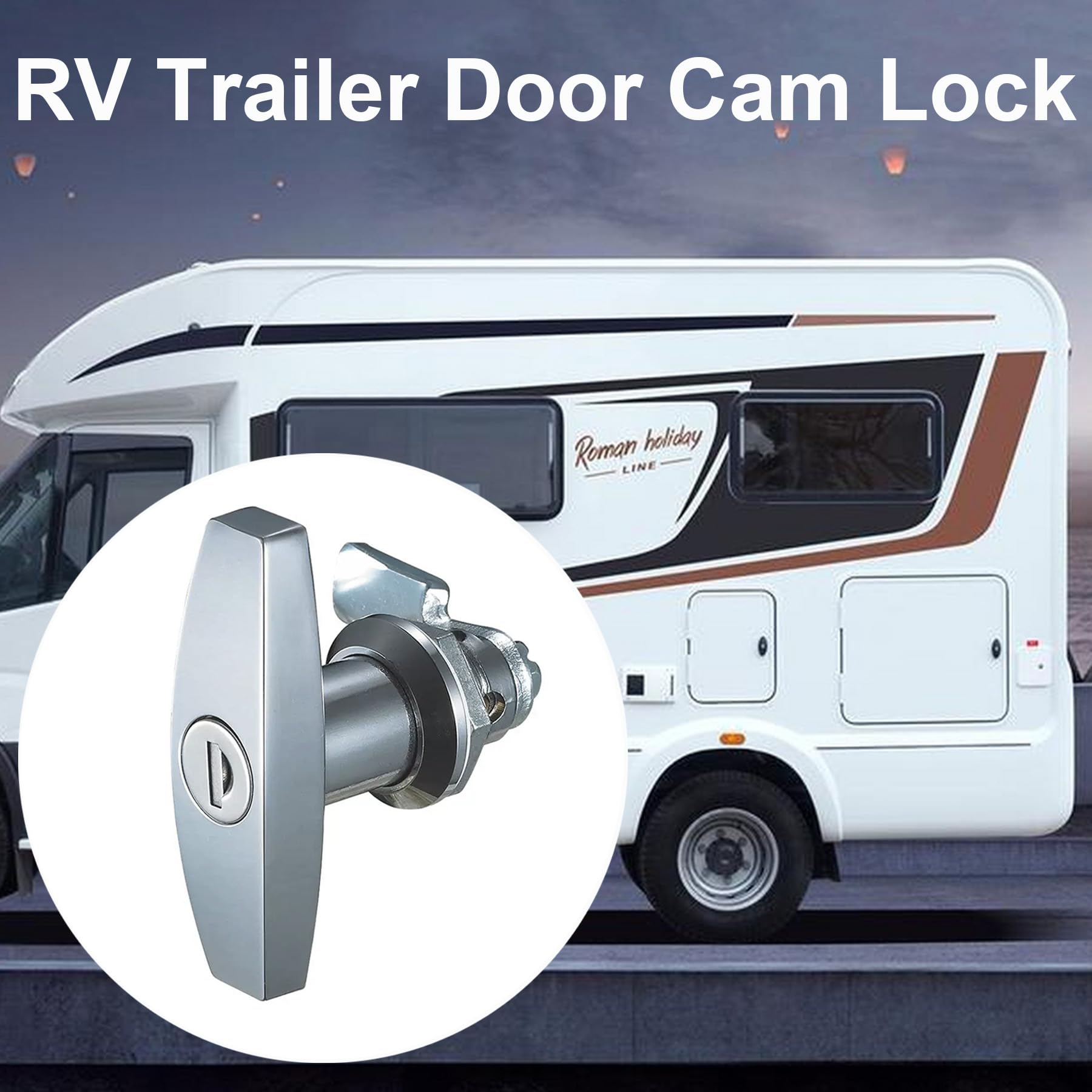 LEPEVNEY T Handle Door Lock Zinc Alloy Garage Door Lock Latch Cabinet Toolbox Handle Lock, RV Trailer Door Cam Lock 2-Pack, Silver - Image 4