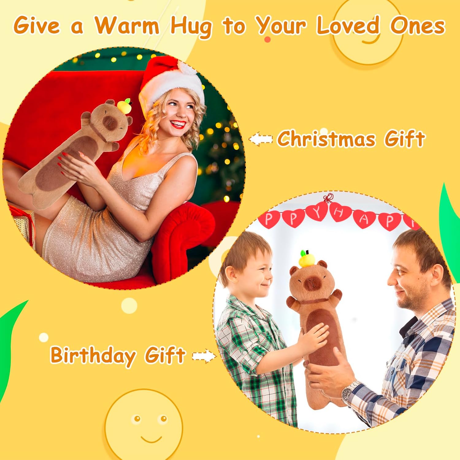 Capybara Heating Pad for Period Cramps - 21" Capybara Plush, Menstrual Neck Shoulder Pain Relief, USB Powered, Cute & Soft Stuffed Animal, Portable Electric Heat Pad, Christmas Gift for Women Wife