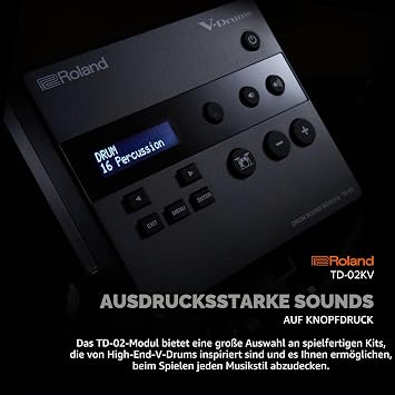 Roland TD‑02KV Compact V-Drums Kit Electronic drum kit dynamic playability low noise mesh head snare coach function