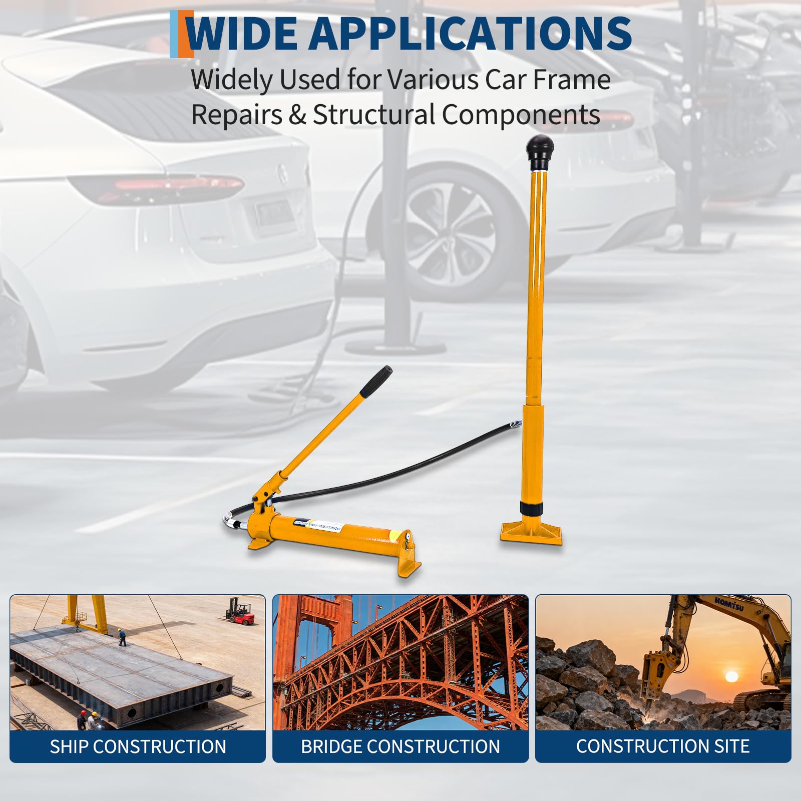 Porta Power Hydraulik-Kit 12 Tonnen mit Handpumpe & 1,4m Ölschlauch – Vielseitiges Aufsatz-Set für Karosserie-Richtarbeiten & Rahmeninstandsetzung – Für Auto, LKW, Werkstatt, Landwirtschaft