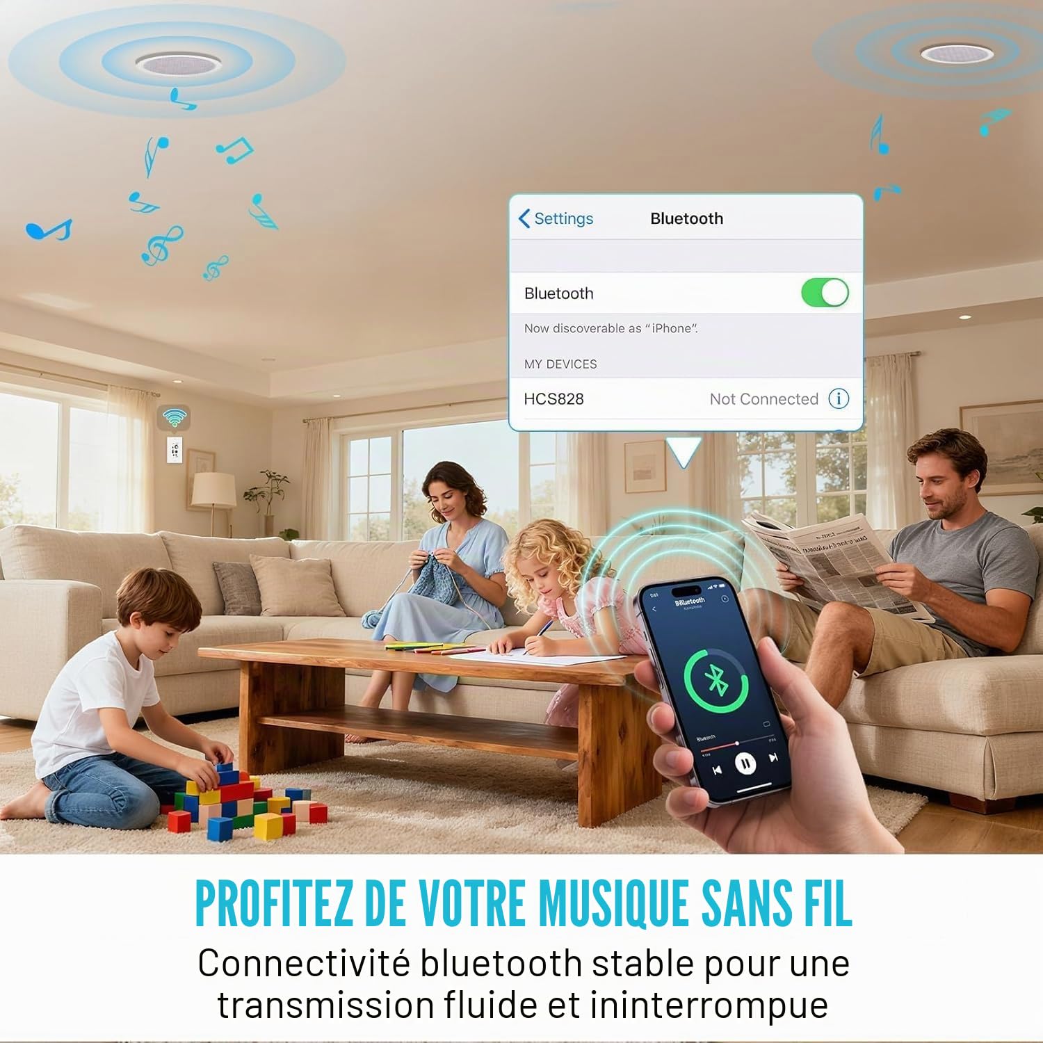 STUDIOFINIX Enceintes Bluetooth encastrées pour intérieur, cuisine, cinéma maison, chambre, bureau, terrasse couverte 16,5 cm 300 W (2 haut-parleurs)