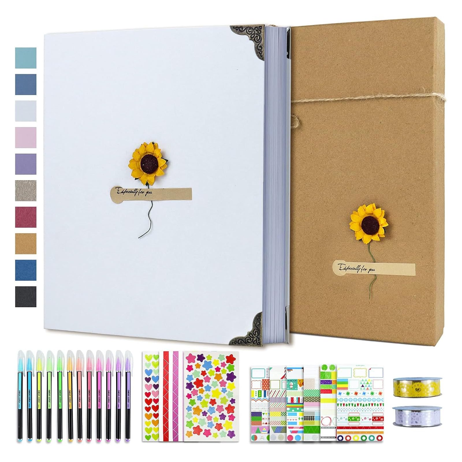 Diys Scrapbook Photo Album Set Hardcover Krafts Paper Photo Book Diys Memory Book Set with Accessories for Wedding Travel Memory