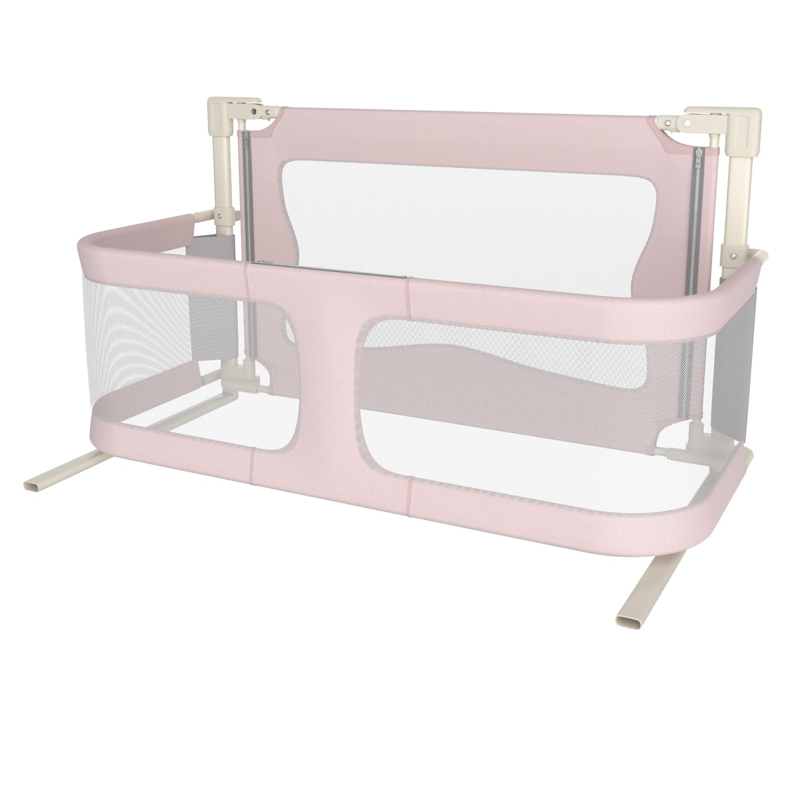 HUOLE Barandilla de Cama Portátil de Seguridad con Bloqueo y cinturón Ajustable-Barrera Cama Bebé Barrera Seguridad bebé Compacta, Malla Transpirable-120 x 50 x 105 cm (Rosa)
