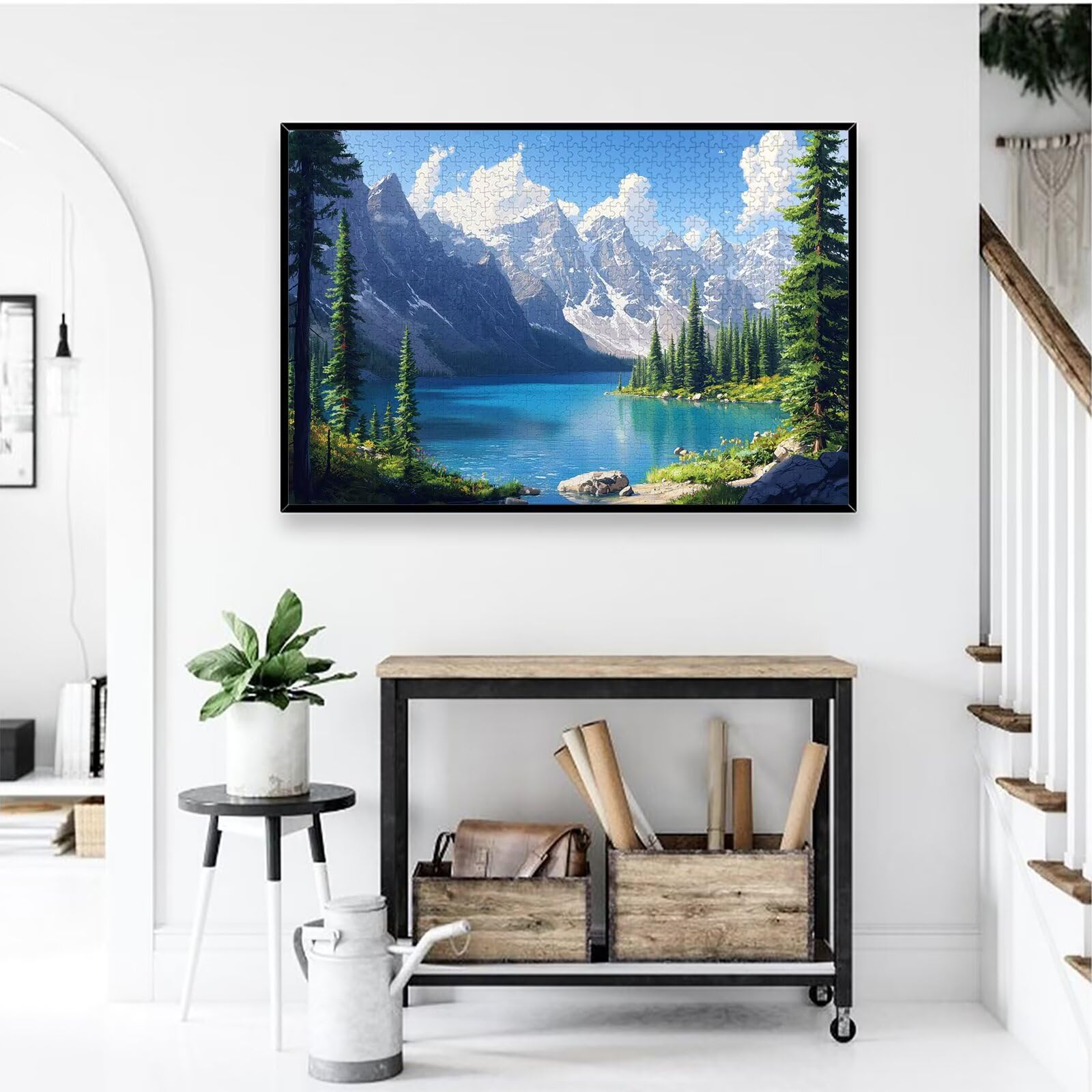 Puzzle 1000 sztuk krajobraz, puzzle nad jeziorem 1000 sztuk dla dorosłych i nastolatków, drewniane puzzle z wykwintnym opakowaniem, rodzinne gry edukacyjne, dekoracje domu, prezent dla dorosłych