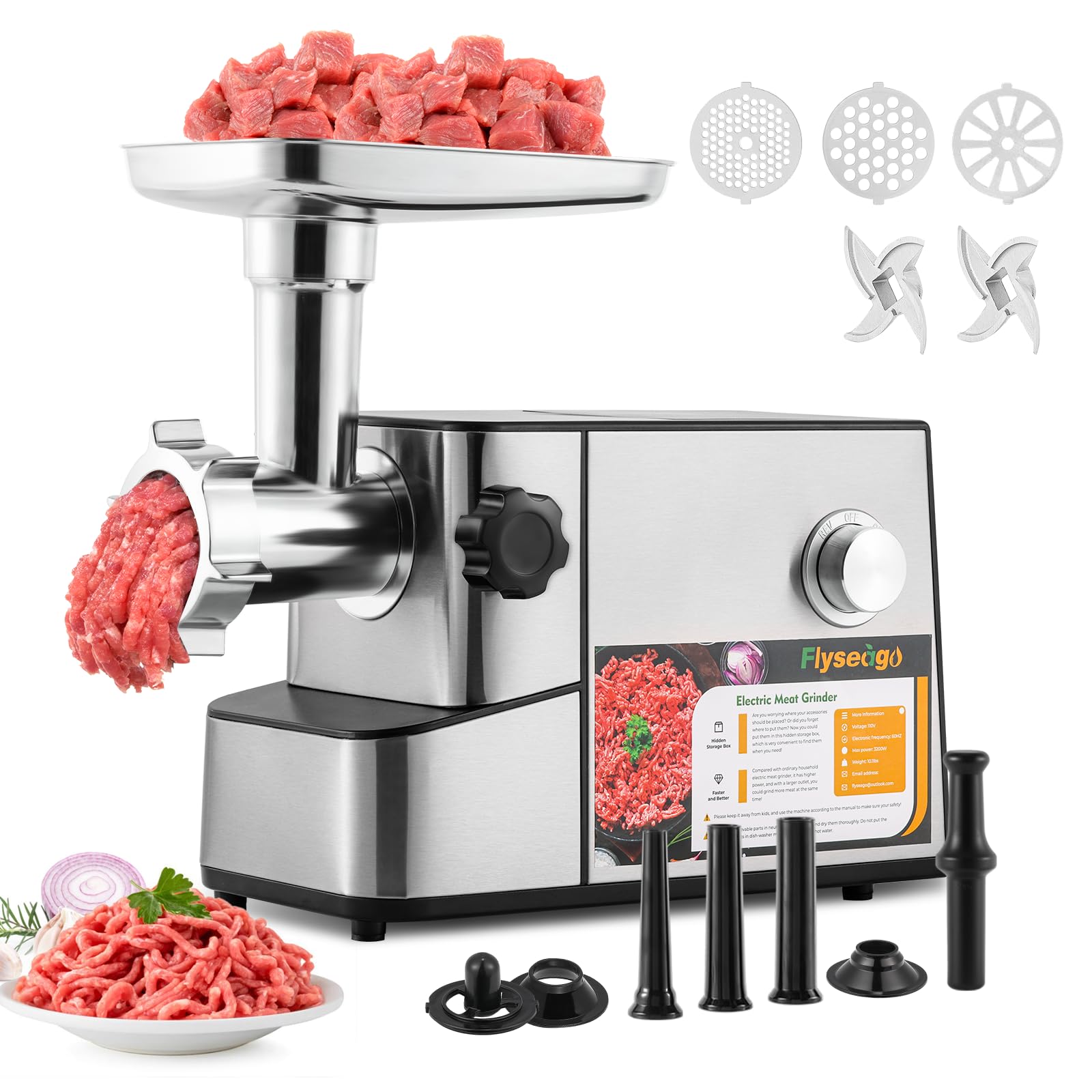 Meat Electric Grinder 3200W High Capacity Commercial Heavy Duty Electric Grinder for Use and Commercial Use