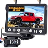 Wireless Backup Camera Magnetic for Truck: 1 Minute Easy Install HD 1080P Rear View Camera Solar - Portable Rechargeable 5 Inch Monitor System for Car Truck SUV RV Trailer Camper Y02