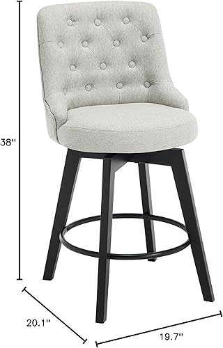 Miniatura 10 de MINCETA Taburetes de bar, 30" 360 libre giratorio tapizado taburete de bar con parte trasera de poliuretano en gris oscuro