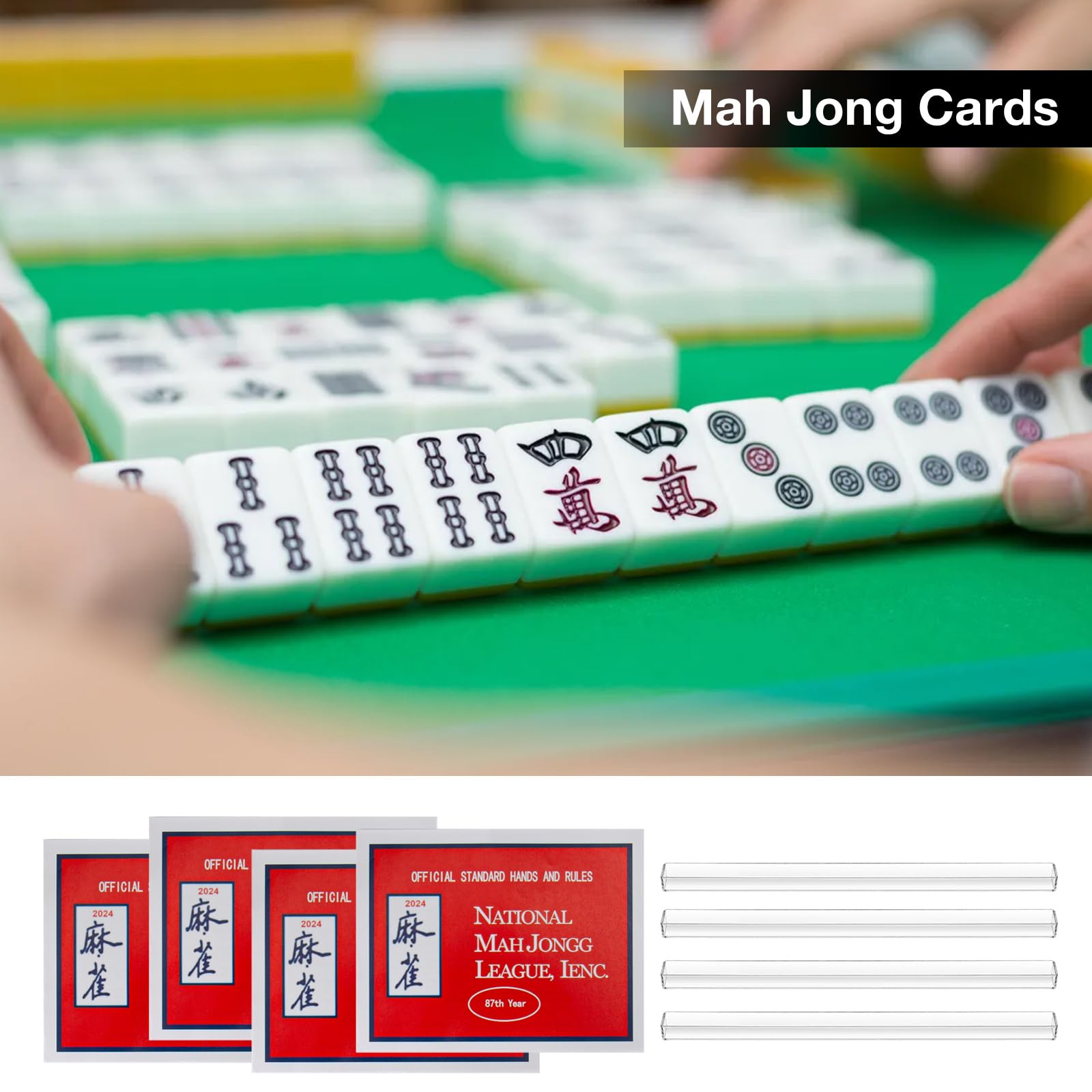 4PCS Mahjong Cards 2024 - Standard Mahjong Game Score & Rule Cards, Large Print For Beginners And Recreational Play Large Print Mahjong Rules