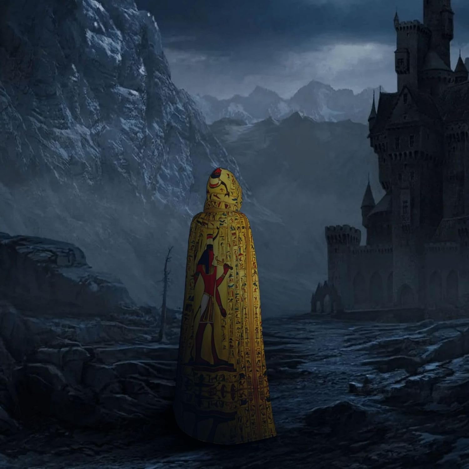 Ancient Egypt Tribe Series print Hooded Cape Wizard Robe Halloween Overcoat Medieval Renaissance Design Cosplay Party Costumes