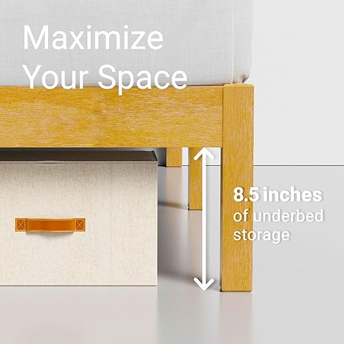 Miniatura 6 de LIFEMENT Marco de Cama de Plataforma de Madera Clásica con Cabecero, Esencial, Sin Ruido, Almacenamiento Bajo la Cama, No Necesita Somier, Fácil
