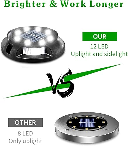 Miniatura 2 de Biling Luces solares para exteriores, paquete de 12 unidades, luces solares brillantes para el suelo, luz lateral, impermeable, para patio,