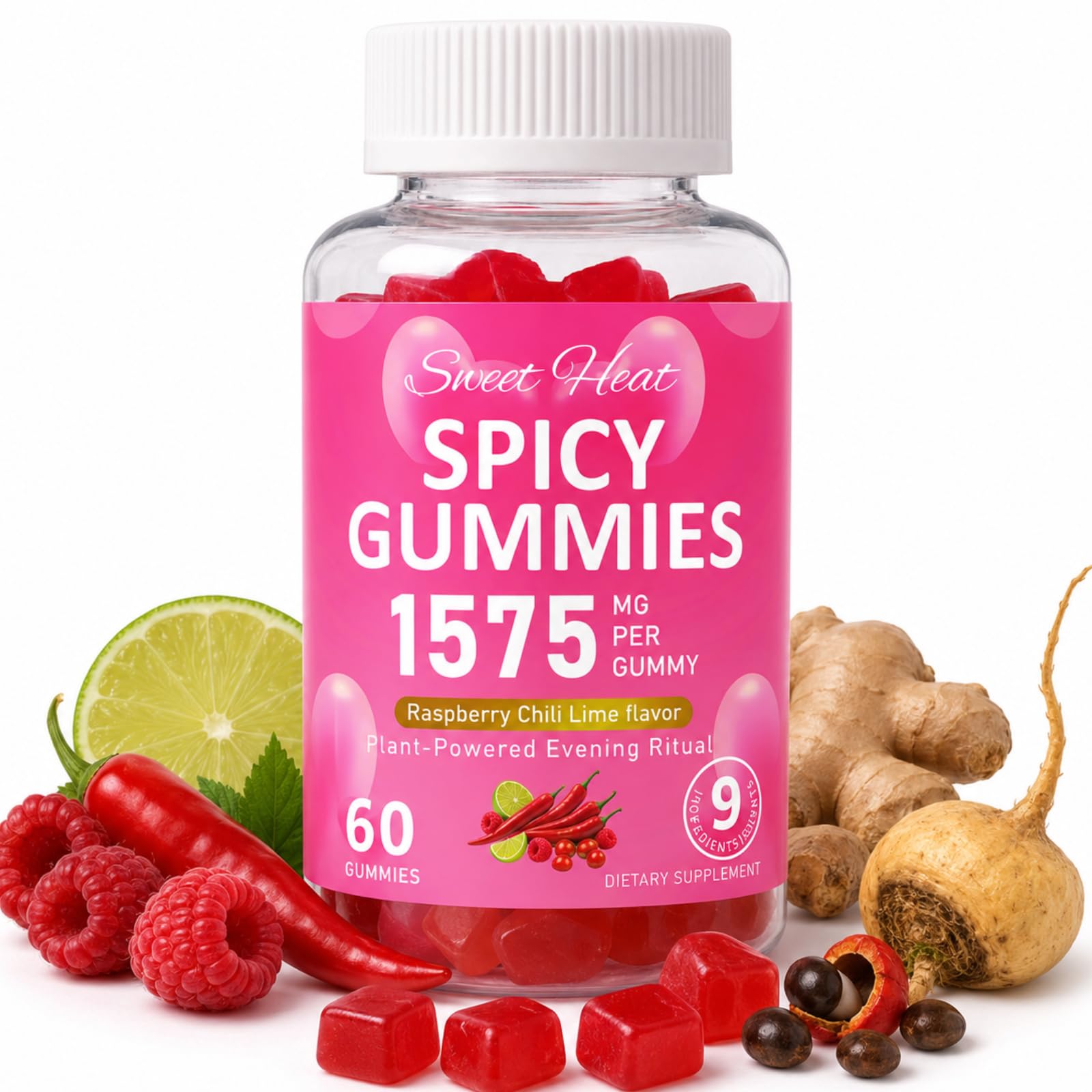 Spicy Gummies Cubes for Couples with Maca Root &amp; Epimedium, 60 Count