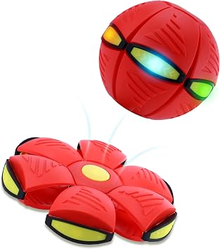 Magic Metaball, Magic Bouncing Ball, Magic Flying Saucer Interactive Pop Up Balls, Transform Toy, Parent Child Interaction Red Bouncy Ball, Collapsible Time Delay Frisbee Flying Disc Toy with 6 Light