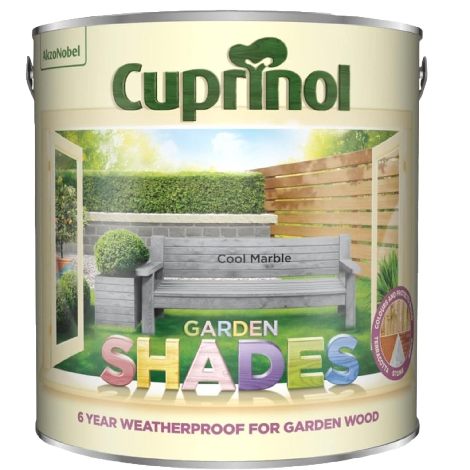 DUAYRA Garden Shades Paint | Quick Drying Water Based | For Garden Fence, Shades, Benches, Terracotta, Brick, Stone | Exterior Wood Furniture | Long Lasting (Cool Marble, 1 Liter)